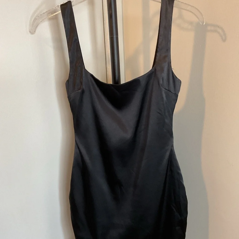 Source Unknown Black Bodycon Mini Dress Square Neck Sleeveless - Picture 2 of 8